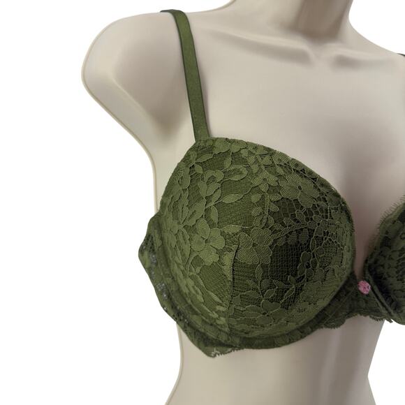 Victoria's Secret Dream Angels Lace Push Up Bra Woodland Green 36D - Picture 2 of 7